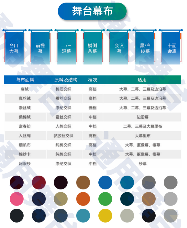 裝飾炫麗舞臺，提升演出效果！通用舞臺教您一圖看懂舞臺阻燃幕布